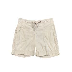J. Jill Shorts Womens 2 Petite Beige Drawstring Stretch Bermuda Pockets Chino